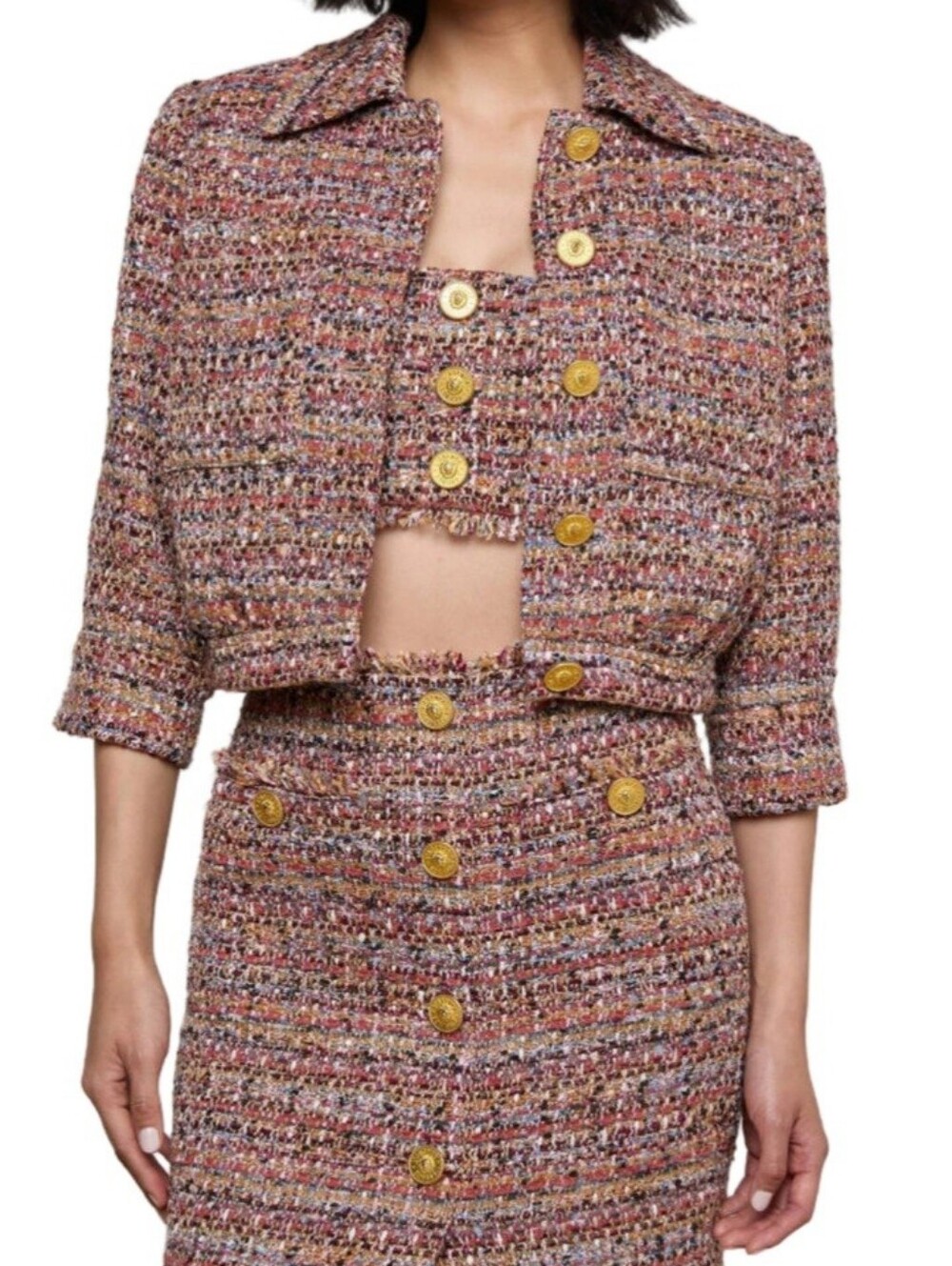 NWT L'AGENCE 10 Jia Tweed Jacket Blazer Cropped LAGENCE